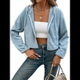 thumbnail image 2 of Sudadera Corta con Capucha, Informal, Cálida y con Diseño de Gofres para Mujer, Clásica, Sencilla y Versátil. Azul XL, 2 of 10