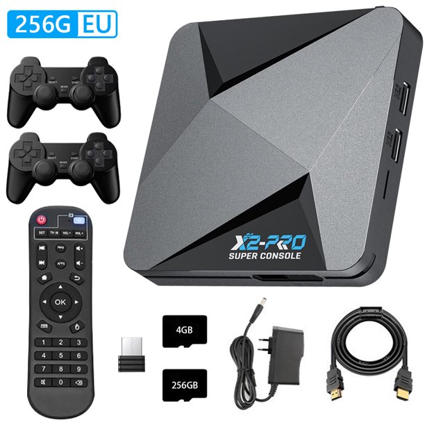 Consola Emulador Super Retro Game Console X2 Pro Incorporada 100000 Juegos S905X2 Chip 4K UHD 2.4G/5G BT 4.3 Compatible 60+ Emuladores 9.0+ Emuelec 4.5+ CoreElec 3 en 1 para Adultos