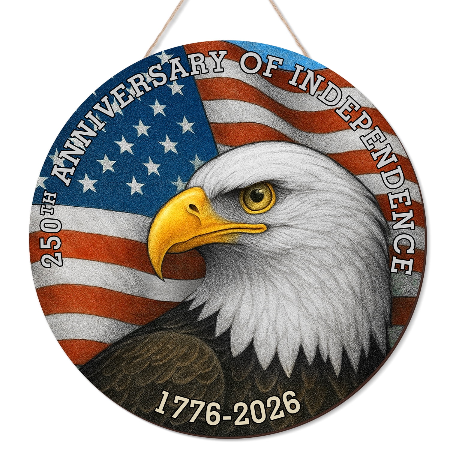 USA 250th Anniversary Door Wreath Hanging Door Sign, 250 Years of Independence Eagle 1776 2026 Patriotic Home Decor ,4th of July Decor