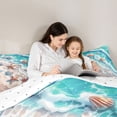 thumbnail image 4 of Manfei Watercolor Beach Wave Seashell Starfish Twin Comforter Sets for Kids Boys and Girls, Coastal Nautical Print Bedding Set, Reversible 2-Piece, 1 Comforter and 1 Pillowcase, 4 of 6