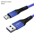thumbnail image 1 of Langgg Phone Cable Nylon USB Cable Fast Charging Data Line Replacement for Android Micro USB, Blue, 2m, 1 of 8