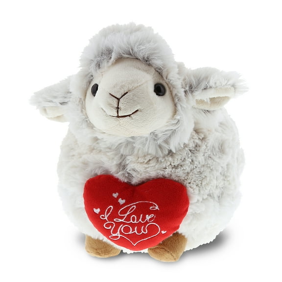 DolliBu I Love You Heart Fluffy White Sheep Plush - 11.5 inches