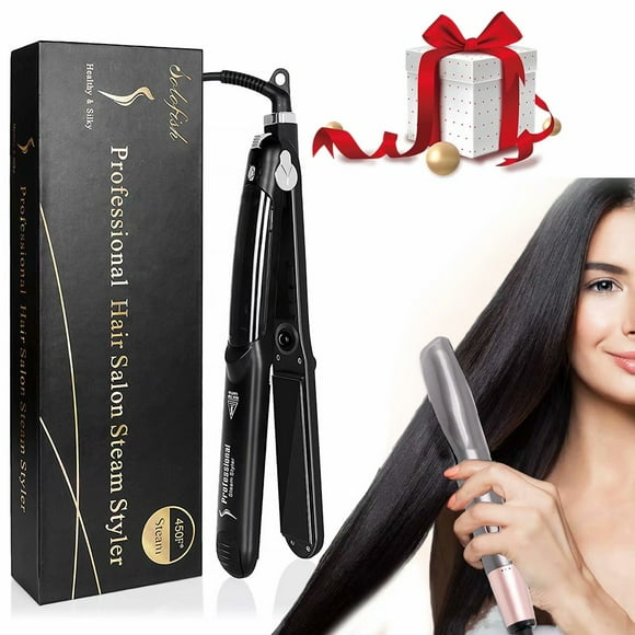 Outil de Coiffure Professionnel - Fer à Lisser Salon Céramique Vapeur Chauffage Rapide Fer à Lisser & Boucles avec Température Réglable Cadeau pour Petite Amie Femme
