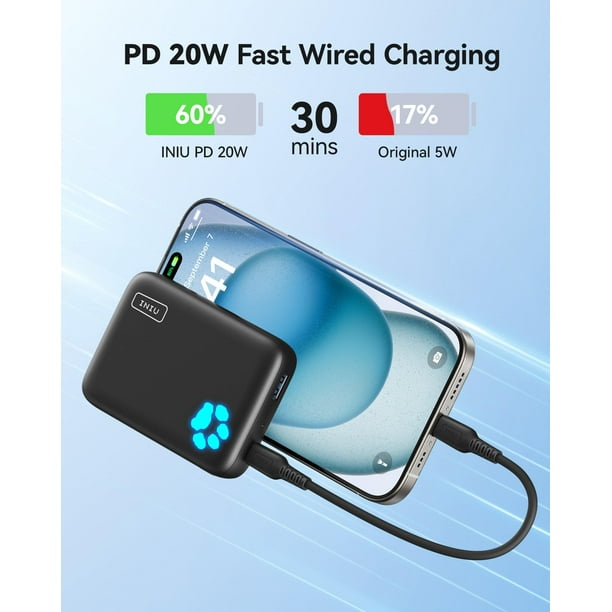 INIU Para Cargador Portátil Magsafe, Pequeño Banco De Energía Magnético PD De 10000 MAh 20 W, Cargador De Teléfono Inalámbrico De Entrada Y Salida USB C, Solo Para IPhone 16/16 Plus/16 Pro/16