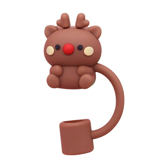 Christmas Silicone Straw Toppers - Reusable 0.4in Leak-Proof Drink Caps,Airtight & Dust-Proof Design Cute Party Accessories for Cups (Set of 1)