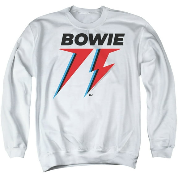 David Bowie 75 Logo Unisex Adult Crewneck Sweatshirt (Small) White