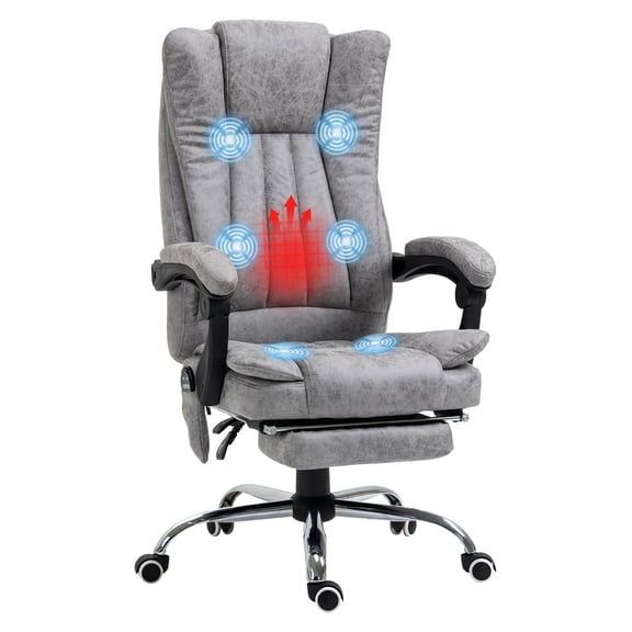 Massage Office Chair, Reclining Desk Chair with Heat, Gray