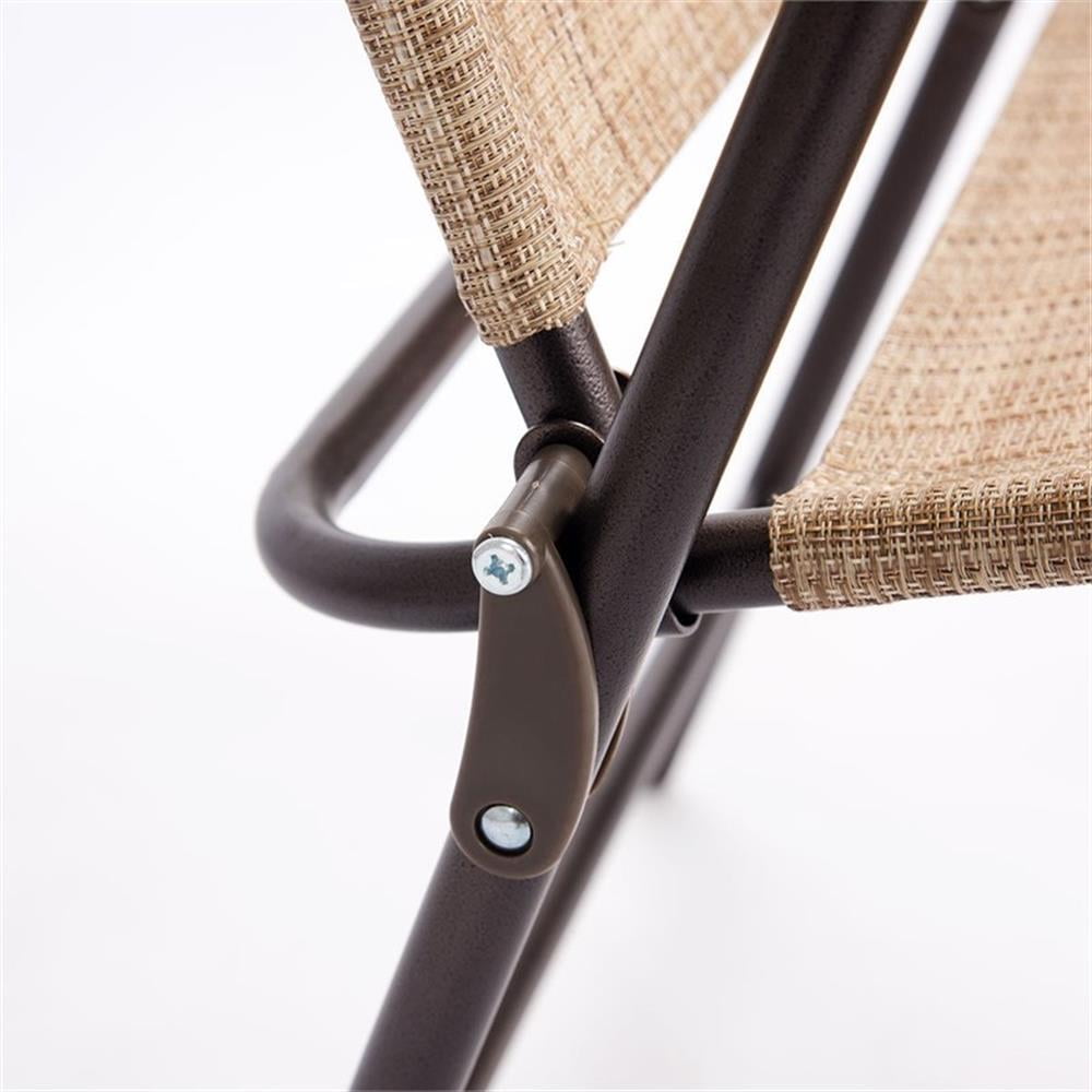 Pemberly Row Set of 2 Patio Steel Folding Sling Back Chairs in Yellow