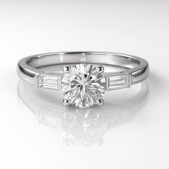 vylahjewellery Women’s Dainty Baguette Moissanite Diamond Band 14K Yellow Gold Wedding Rings Classic Anniversary Gift Vintage Engagement Stacking Ring