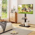 thumbnail image 3 of RTVR Floor TV Stand with Swivel Mount & Power Strip for 32"-75" TVs up to 110 lbs, Height Adjustable Shelf Black, 3 of 9