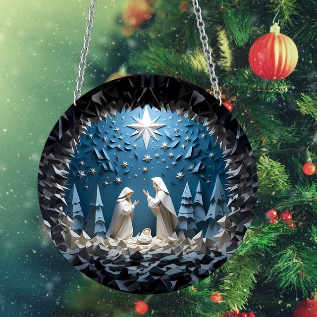 onlyliua ¡ ¡Ofertas Del Día Por Tiempo Limitado! Adornos Navideños Acrílicos Redondos, Adorning Bendición para Bautizos, Adorning Pared para Fiestas