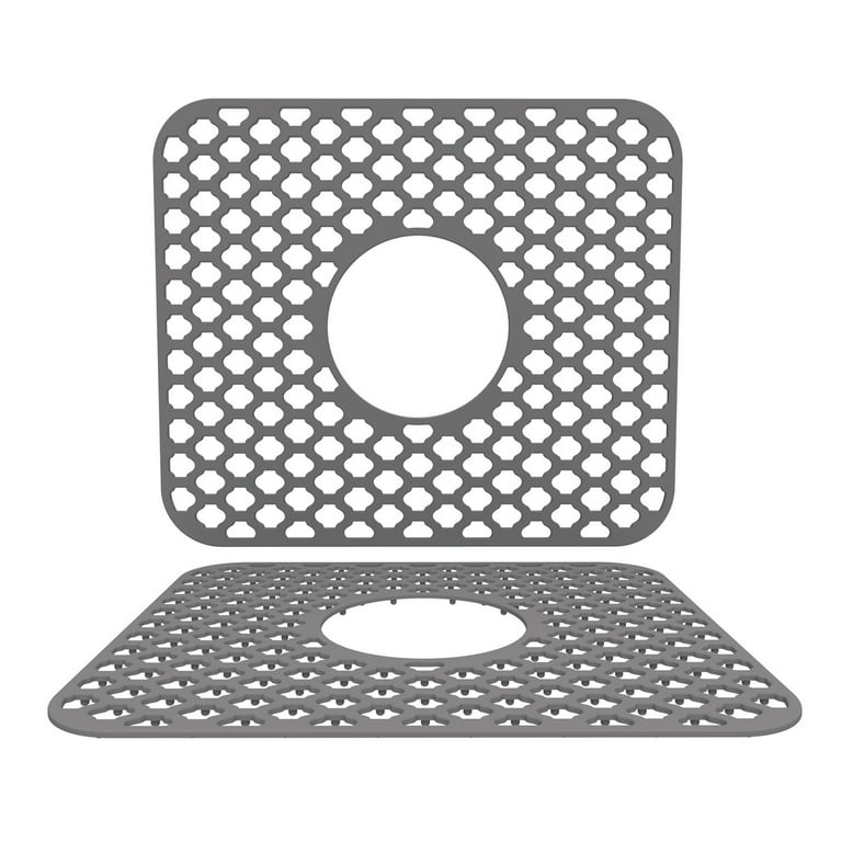 Silicone Sink Mat 24.8x 13 Kitchen Sink Protector Grid Accessory With  Center Drain Non-Slip Foldable Sink Mat for Bottom of Farmhouse Stainless  Steel or Porcelain Sink 