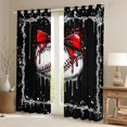 thumbnail image 2 of Erosebridal Red Bow Baseball Curtains Pack of 2 (42x84 Each), Sport Curtains Blackout for Girls and Boys, 2 of 6
