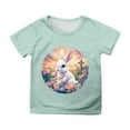 thumbnail image 1 of MIASHUI T-Shirt Garçon Imprimé Lapin Mignon pour Filles Joyeuses Pâques, Vert Menthe, 4-5 Ans, 1 of 4