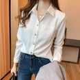 thumbnail image 2 of BUYISI Womens Elegant Pure White Fashion Long Sleeve V Neck Pullover White L, 2 of 9