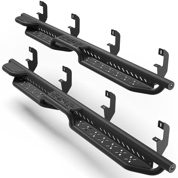 POFENZE Running Boards Side Steps for Chevy Silverado & GMC Sierra 1500 2019-2025 and Chevrolet Silverado/GMC Sierra 2500HD 3500HD Crew Cab 2020-2025 Off-Road Nerf Bars Black Raised Step