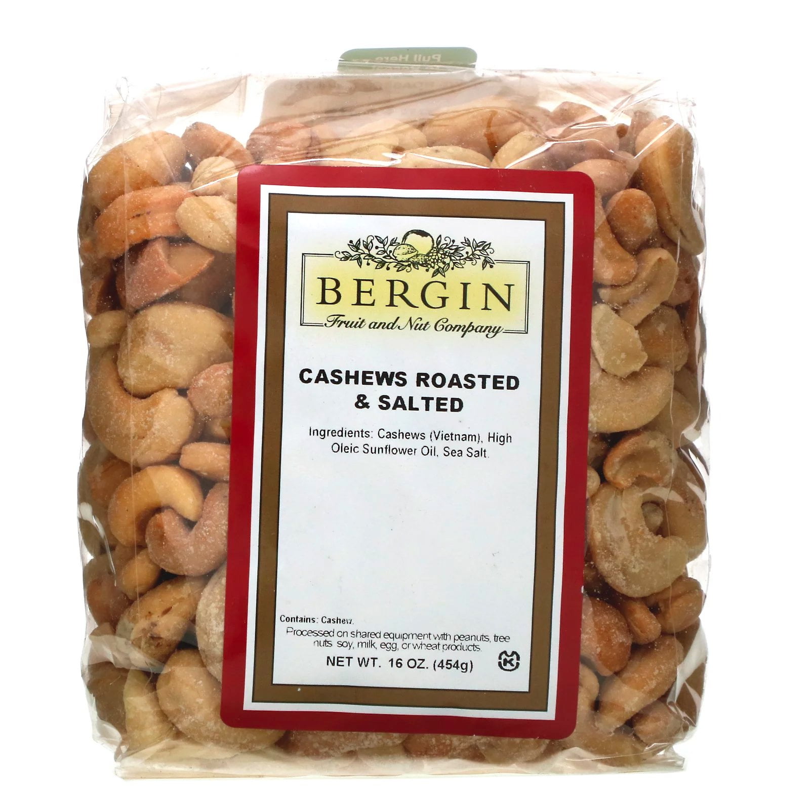 Cashews Roasted & Salted, 16 oz (454 g), Bergin Fruit and Nut Company