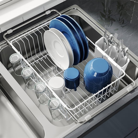 Adjustable Sink Organizers Expandable Dish Drying Rack Iron Home Utility