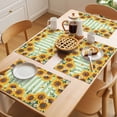 thumbnail image 5 of Yellow Spring Sunflowers Placemats Set of 4 Light Green Striped Country Place Mats Indoor Wipeable Table Mats Washable Cloth Dining Table Placemats for Kitchen Holiday Party Home Decor 13x19 Inch, 5 of 9