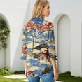 thumbnail image 5 of OIOLOYJM Polo Shirts for Women 2026 Floral Print 3/4 Sleeve V Neck Golf Shirts Summer Lapel Collared Gym Workout Loose Fit T Shirts Trendy Work Activewear Sky Blue S, 5 of 7