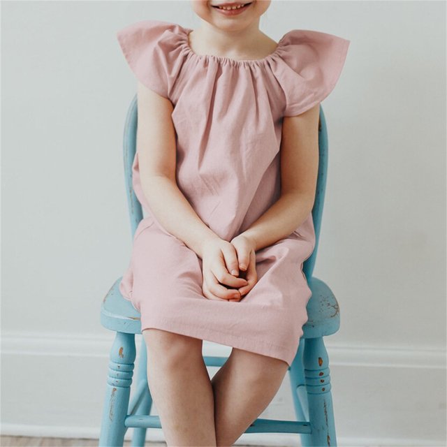 LEEy-world Vêtements pour Bébé Robes Imprimées Manches Enfants Vêtements pour Bébé Robe Rayée Courte Filles Robe&Jupe, Rose