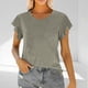 thumbnail image 2 of Mujeres Manga Corta Tops Moda Imprimir Blusa Divertida, Cuello Redondo Poliéster Spandex Tee, 2 of 6