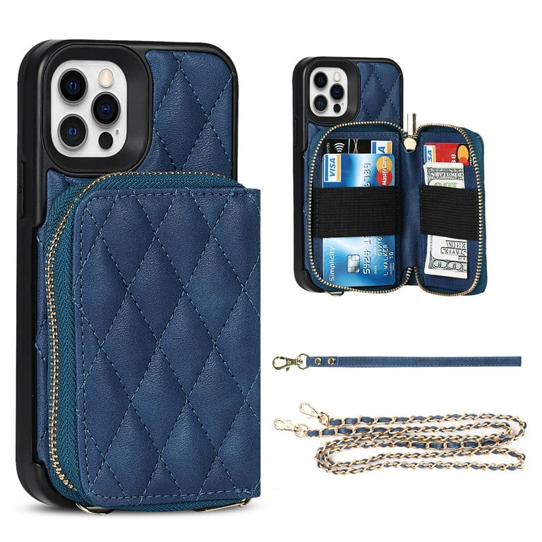 TECH CIRCLE Wallet Case for iPhone 11 Pro Max, Crossbody Strap Zipper Purse  Case Card Slot with Kickstand Detachable Hand Strap, Shockproof Protective  Case for iPhone 11 Pro Max,Blue 