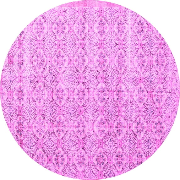 Ahgly Company Machine Washable Indoor Round Persian Pink Traditional Area Rugs, 3' Round