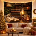 thumbnail image 3 of Leather Books and Oil Lamp in a Warm Study, Nostalgic Vintage for Readers, Library Still Life Art, Graduation Gift, Tapestry Wall Hanging for Reading Nook and Den, 3 of 7