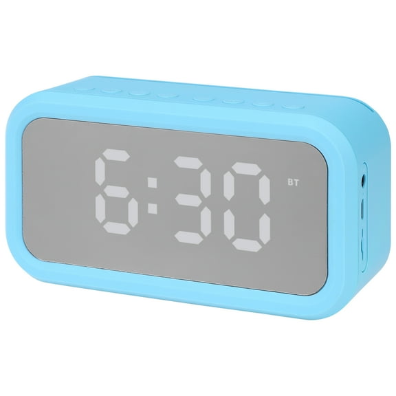 REGALWOVEN Small Dual Digital Alarm Clock for Bedroom, Dimmable,  Alarms with FM Radio and Speaker Function Blue