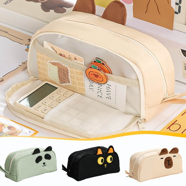 XYAIYT Large Capacity Multi Functional Stationery Bag with Unique Animal Inspired Designs Suit for Pens Makeup Storage Long Lasting Canvas Material with Convenient Zipper Closure