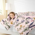 thumbnail image 4 of Feelyou Kawaii Flower Girls Queen Comforter Set, Groovy Daisy Lavender Floral Bedding Sets, Girly Pink Cartoon Reversible Bedding Comforter Set, Microfiber Bedroom Decor, 3pcs, 4 of 8