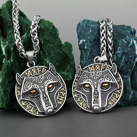 HOOUN Stainless Steel Viking Fenrir Wolf Pendant Necklace Chain Men's Jewelry Gift