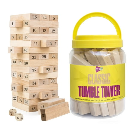 Jenga Wooden blocks  Classic Tumble Tower - generic. family drinking party game.   Great entertainment gift idea.  Like jenga.  By Play (Drinking Jenga Best Rules)