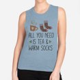 thumbnail image 2 of All You Need Is Tea and Warm Socks Women's Muscle Tank 2X-Large Stonewash Denim, 2 of 5