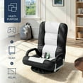 thumbnail image 4 of Best Choice Products 360-Degree Swivel Gaming Floor Chair w/ Armrest Handles, Foldable Adjustable Backrest - Black/White, 4 of 10