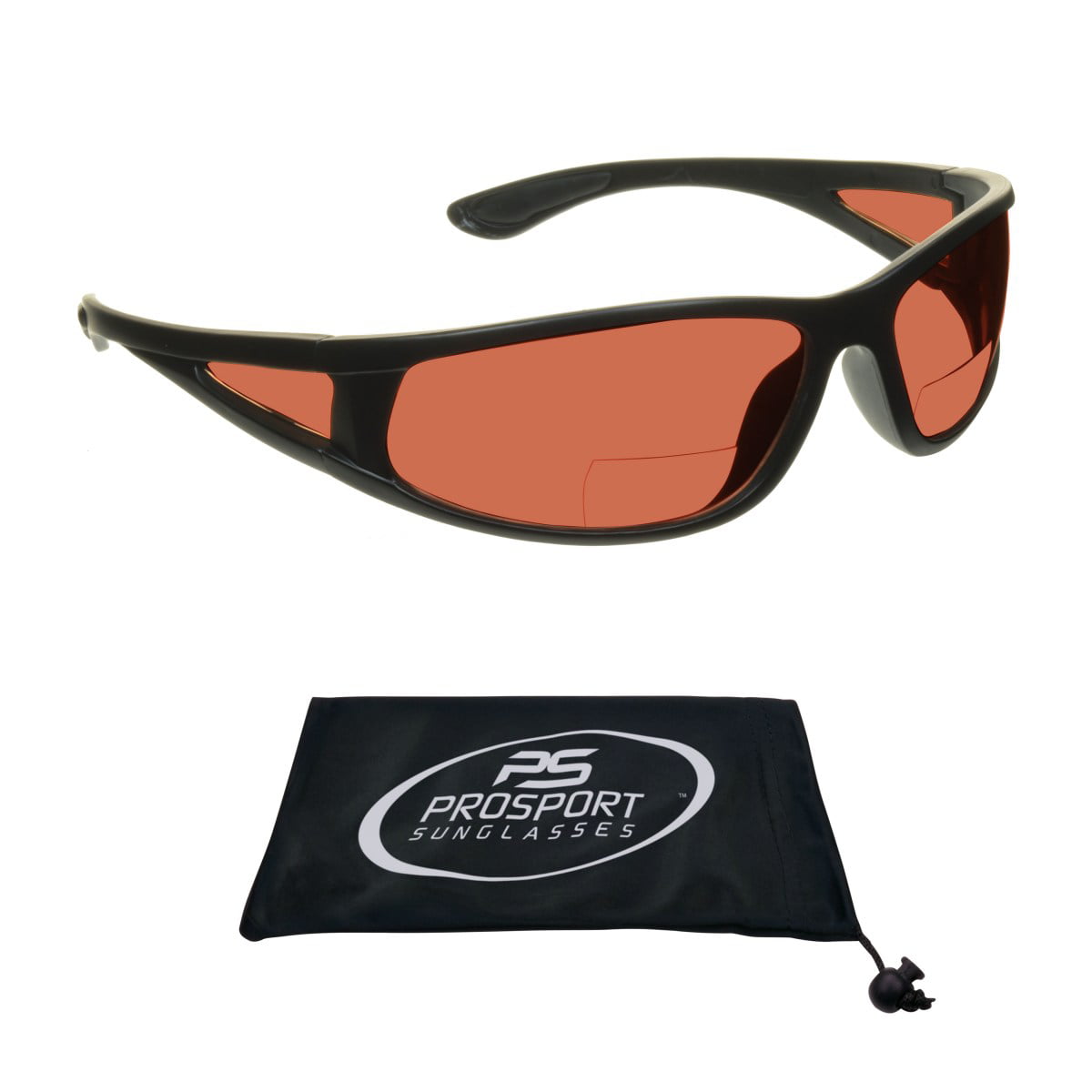 Prosport Bifocal Reader Wrap Sunglasses Side Shield Blue Light Blocking Amber Hd High