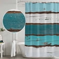thumbnail image 4 of Polyester Fabric Turquoise Teal Shower Curtain, Farmhouse Retro Ombre Wooden Grain Waterproof Bathtub Curtain Bathroom Decor Set with Hooks 72 x 96 Inches, 4 of 6
