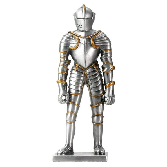 4 Inch Cold Cast Resin Silver Italian Knight Armor Figurine