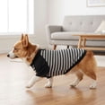 thumbnail image 6 of Deago Dog Striped T-Shirt with Leash Ring Warm Breathable Winter Pet Apparel Colorful Soft Puppy Sweatshirt Clothes for Small to Medium Dogs Puppy (Black, M), 6 of 8