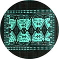 thumbnail image 1 of Ahgly Company Indoor Round Oriental Turquoise Blue Industrial Area Rugs, 5' Round, 1 of 4