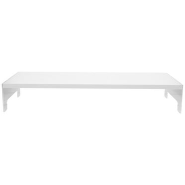 Large Computer Monitor Stand with Heightened Shelf for Laptop Office Use, White