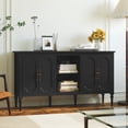 thumbnail image 6 of HLR 59" Mid Century Modern Storage Cabinet with Shelf, Vintage Large Sideboard Buffet Cabinet with 4 Doors, Black, 6 of 7