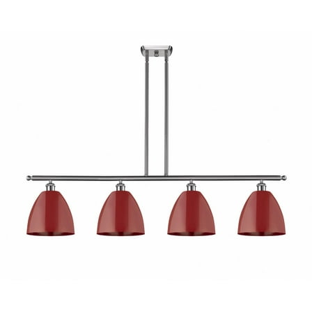 516-4I-SN-MBD-9-RD Innovations Lighting Plymouth Dome - 4 Light Island In Industrial Style-12.38 Inches Tall and 48 Inches Wide-Brushed Satin Nickel