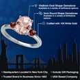 thumbnail image 2 of Gem Stone King 14K White Gold Peach Nano Morganite and Red Garnet Engagement Ring for Women | 2.62 Cttw | Oval 10X8MM | Gemstone October Birthstone | Size 9, 2 of 6