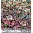thumbnail image 3 of Soimoi Moss Georgette Fabric Floral & Leopard Panel Print Sewing Fabric Yard 42 Inch Wide, 3 of 3