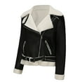thumbnail image 6 of Usmixi Winter Faux Leather Jacket for Women Womens Suede Jacket Plus Size Fashion Side Zip Fuzzy Fleece Coats Casual Solid Pocket Bomber Outwear with Belt Faux Leather Jacket, 6 of 6