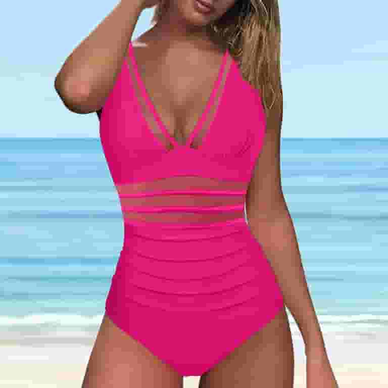 セール・キャンペーン Mesh One-piece Color Solid Women's Patchwork Swimsuit Bikini Clothing