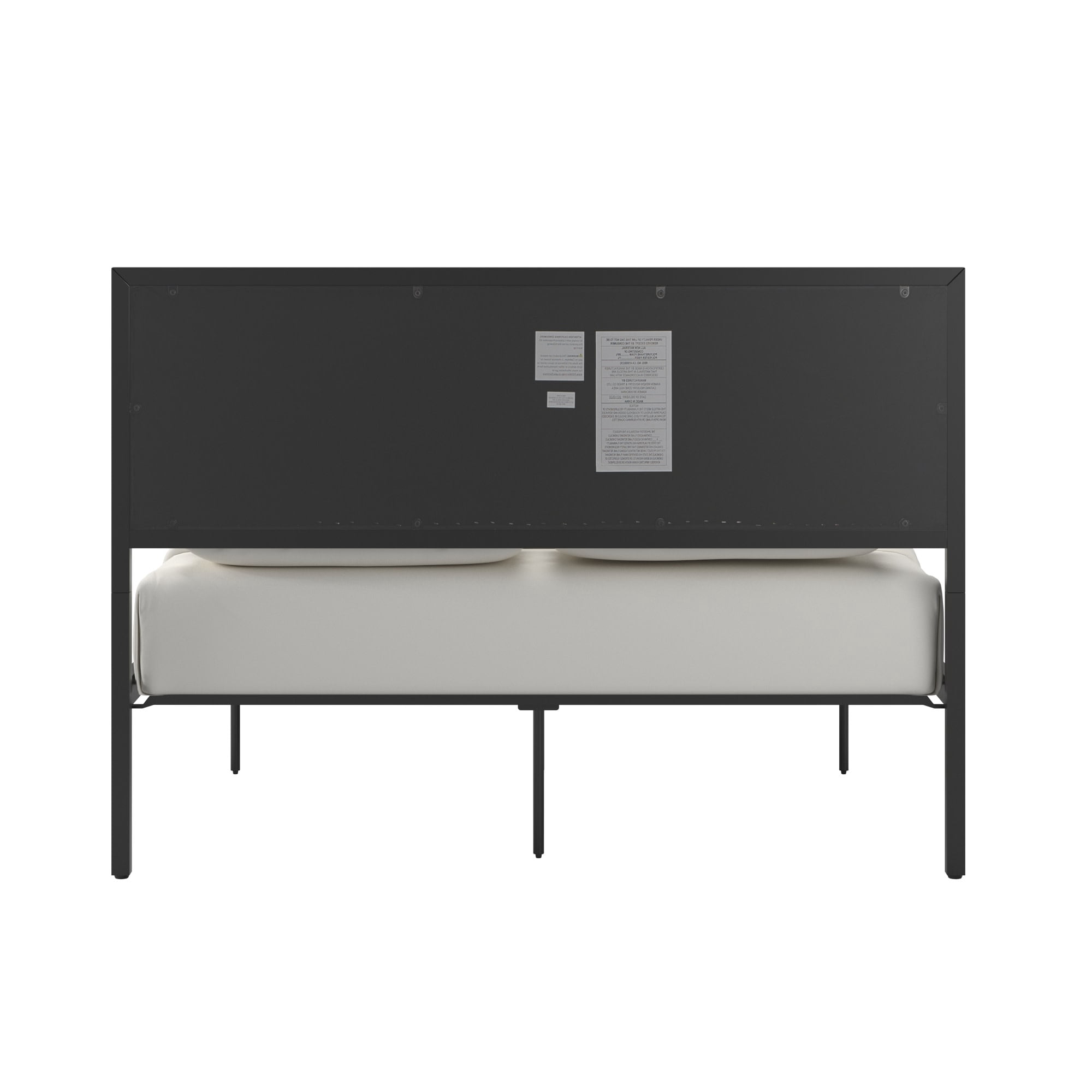 Weston Home Berzelia Metal Platform Bed with Geometric Headboard, Full, Black