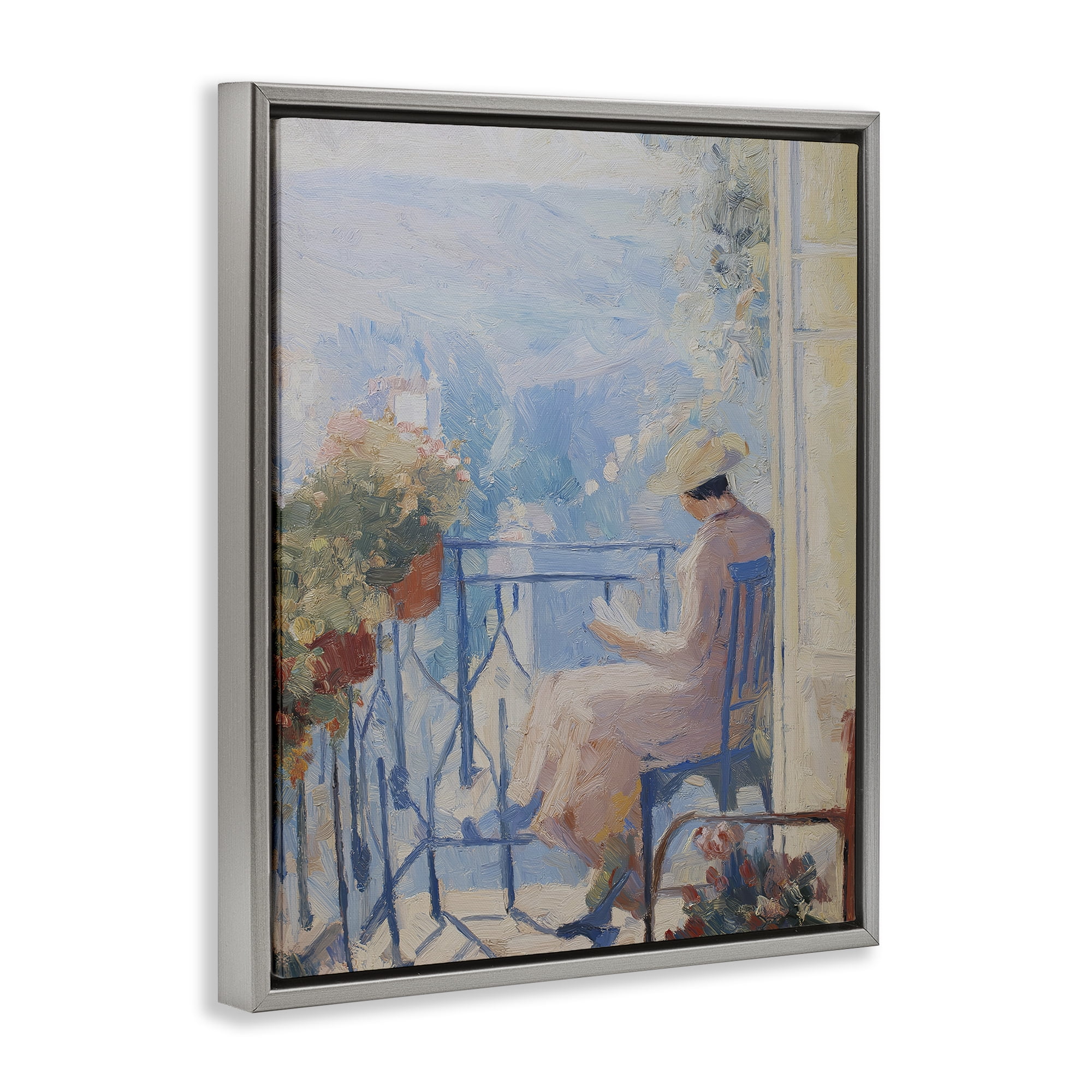 Stupell Industries Reading In The Sun Gray Framed Floater Canvas Wall Art, design by Svetlana Aleynikova